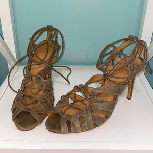 Banana Republic Suede Ankle Wrap Stilettos